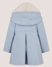 Baby Bow Faux Fur Collar Coat, Blue (BLUE), large