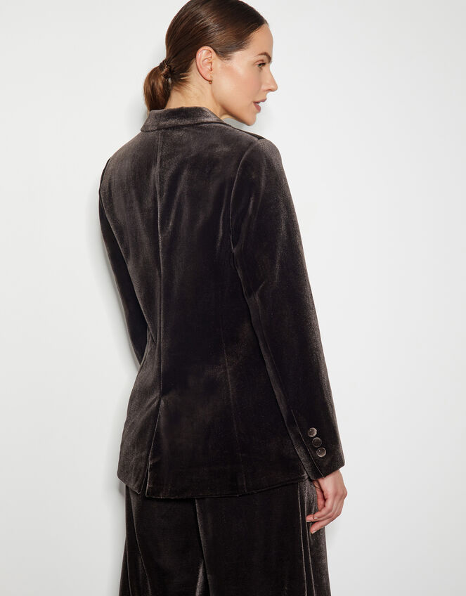 Valery Velvet Double Breasted Jacket , Brown (CHOCOLATE), large