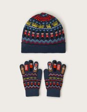 London Knit Beanie Hat and Gloves Set, Multi (MULTI), large