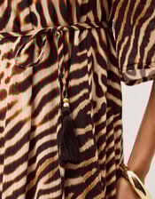 Annie Bardot Animal Print Midi Dress, Brown (BROWN), large