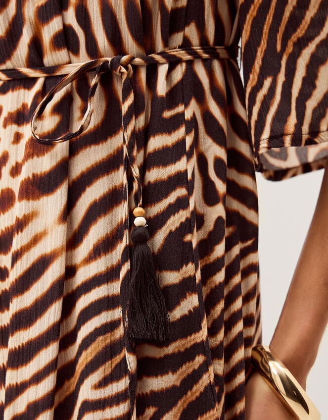 Annie Bardot Animal Print Midi Dress, Brown (BROWN), large