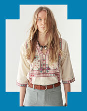 Maison Hotel Nimirta Embroidered Blouse, Multi (MULTI), large