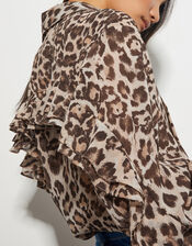 Allegra Leopard Print Top, Brown (BROWN), large