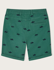 Shark Embroidered Chino Shorts, Green (GREEN), large