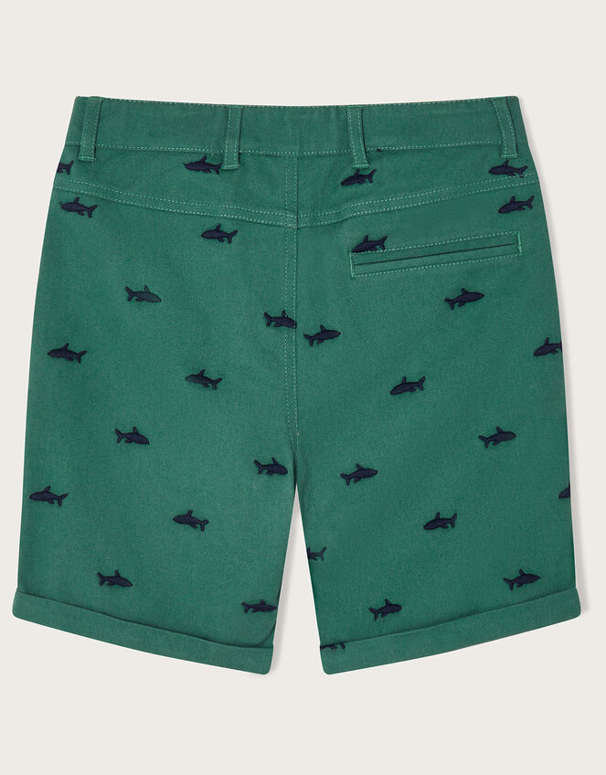 Shark Embroidered Chino Shorts, Green (GREEN), large