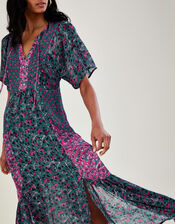 Artisan Bloom Print Short Sleeve Midi Dress, Blue (BLUE), large