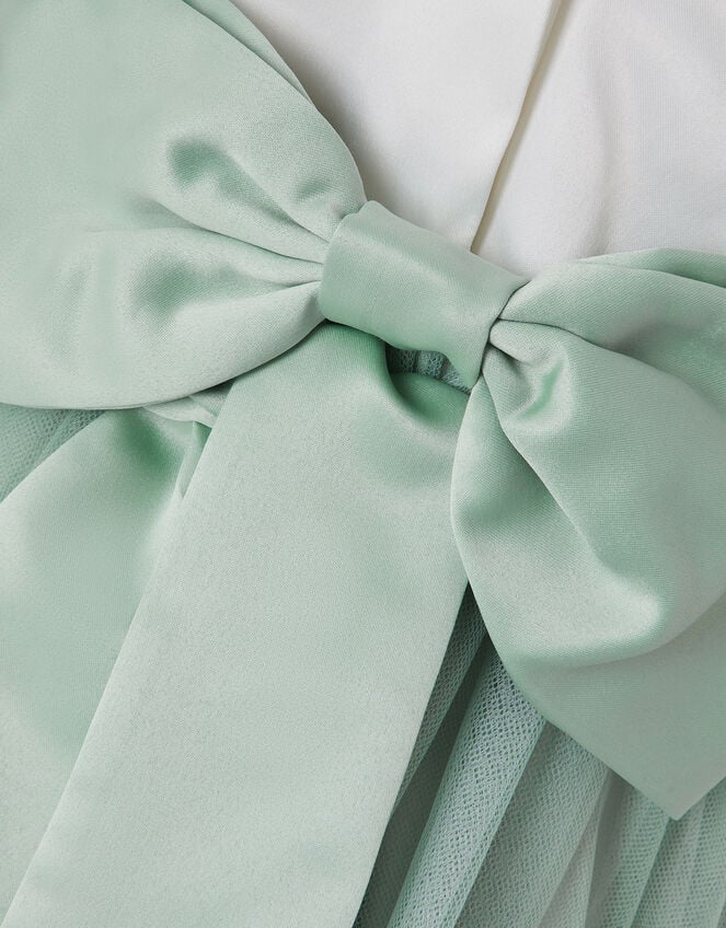 Angelica Bow Tulle Flower Girl Dress, Green (SAGE), large