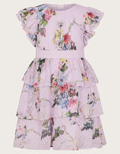 Violetta Floral Tiered Dress, Purple (LILAC), large