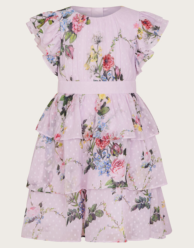 Violetta Floral Tiered Dress, Purple (LILAC), large