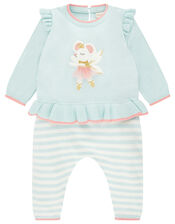 Newborn Baby Ballerina Mouse Knit Set, Blue (AQUA), large