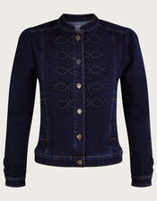 Lauria Nautical Denim Jacket with Sustainable Cotton, Blue (INDIGO), large