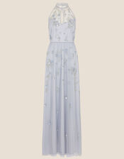 Sasha Embellished Maxi Dress in Recycled Polyester, Blue (BLUE), large