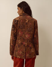 Princella Floral Corduroy Blazer, Brown (BROWN), large