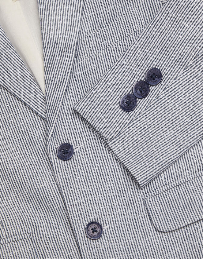 Pinstripe Cotton Blazer, Blue (BLUE), large