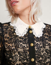 Larae Lace Shirt Dress, Black (BLACK), large