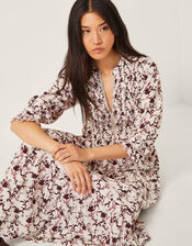 Jacqueline Floral Midi Dress, Ivory (IVORY), large