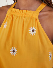 Sunflower Halter Embroidered Cami Top in LENZING™ ECOVERO™ , Yellow (YELLOW), large