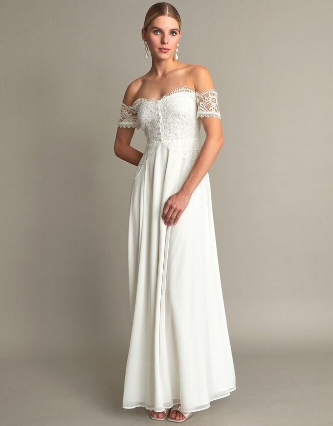 Maddie Off-Shoulder Wedding Dress, Ivory (IVORY), large
