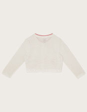 Baby Crochet Butterfly Cardigan, Ivory (IVORY), large