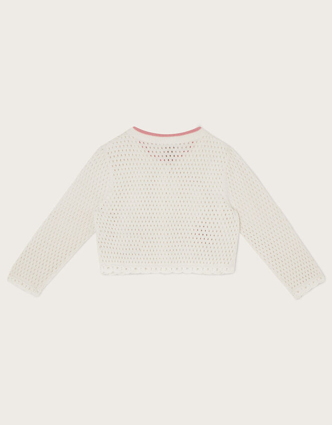 Baby Crochet Butterfly Cardigan, Ivory (IVORY), large