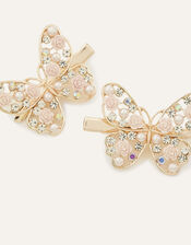 Pearl Rose Butterfly Hair Clip Twinset, , large