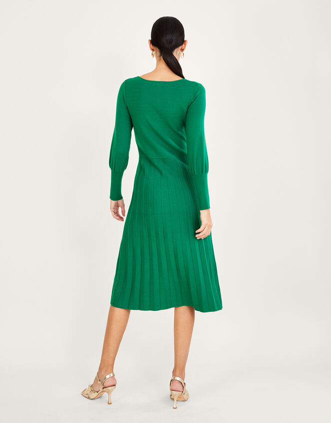 Wrap Pleated Skirt Dress with Sustainable Viscose, Green (GREEN), large