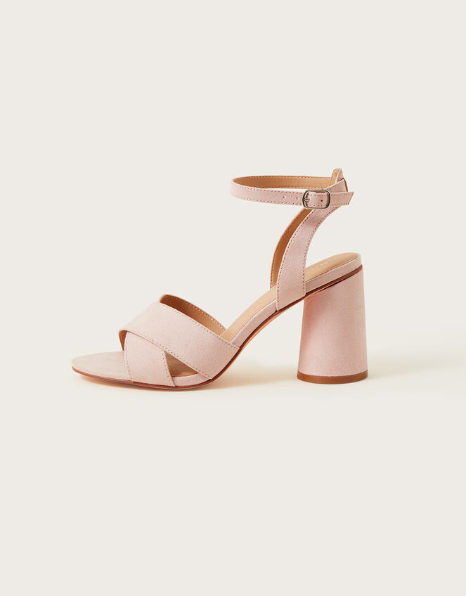 Suedette Block Heels, Nude (NUDE), large