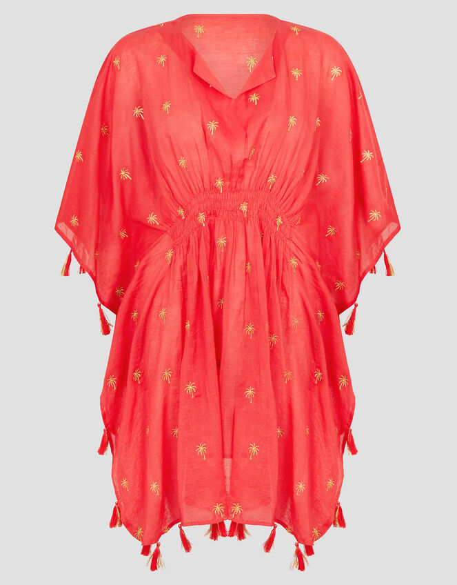 Ivy Palm Embroidered Kaftan, Orange (CORAL), large