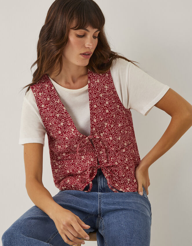 Felipa Floral Print Vest, Red (RED), large