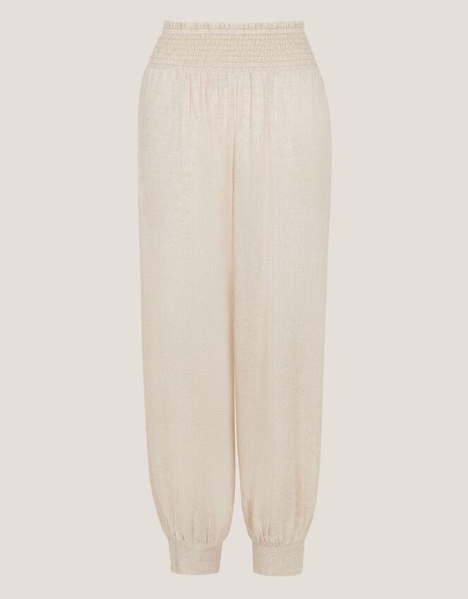 Reese Linen Blend Harem Trousers, Natural (NATURAL), large