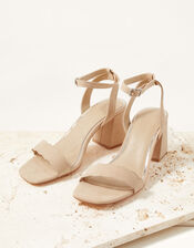 Sandy Scallop Occasion Block Heels, Nude (NUDE), large