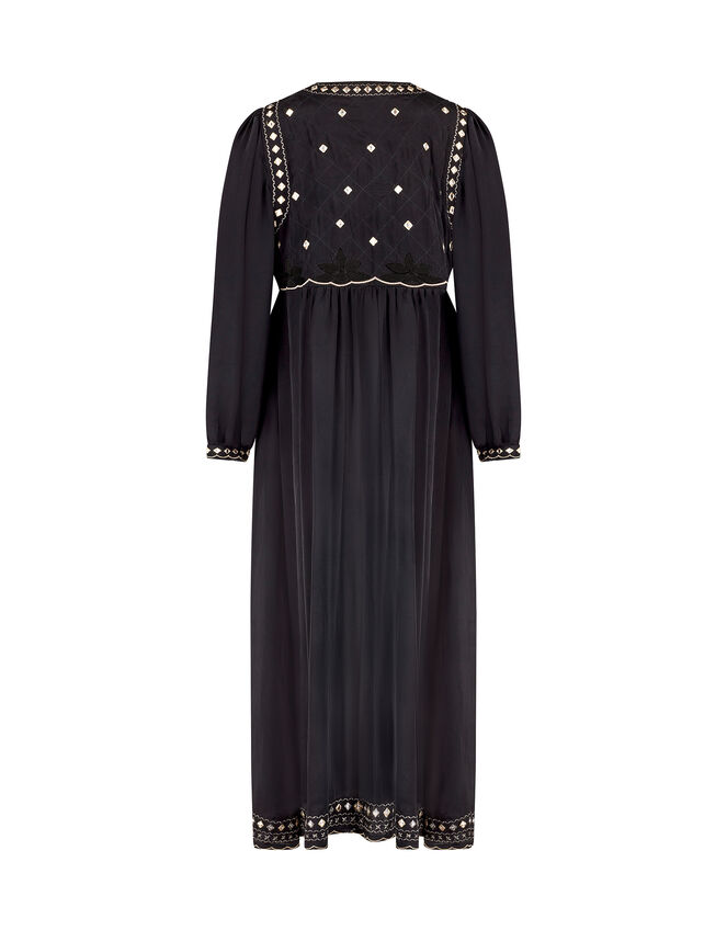 East Embellished Long Sleeve Midi Dress, Black (BLACK), large