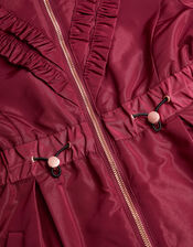 Lightweight Frill Raincoat, Red (BURGUNDY), large