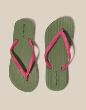 Lea Contrast Flip Flops, Green (KHAKI), large