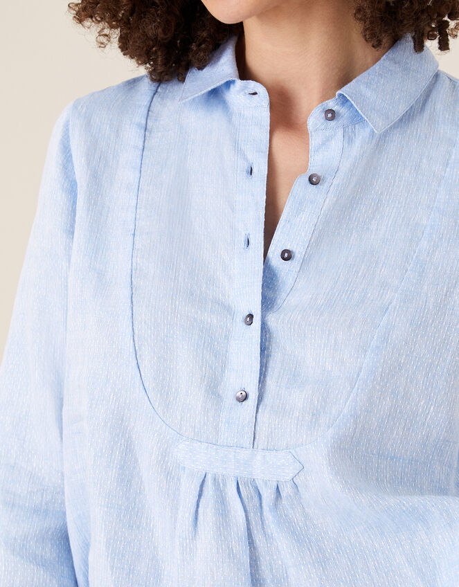 Dobby Shirt in Pure Linen, Blue (BLUE), large