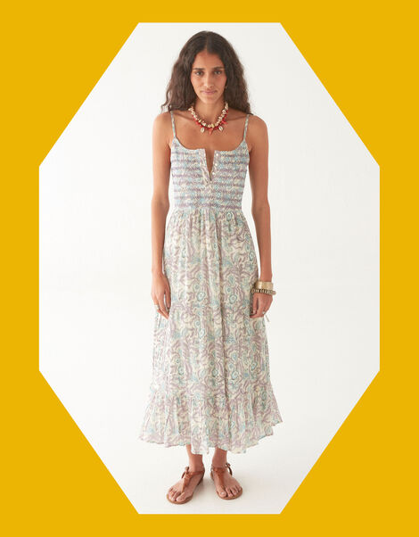 Maison Hotel Lulu Sleeveless Floral Midi Dress, Blue (BLUE), large