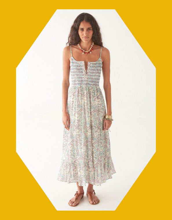 Maison Hotel Lulu Sleeveless Floral Midi Dress, Blue (BLUE), large