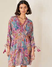 Paisley Print Kaftan Dress, Pink (PINK), large