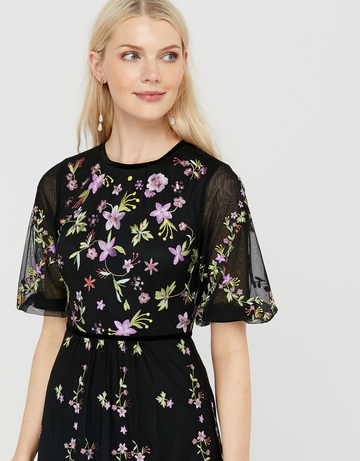 Monsoon black floral dress shop