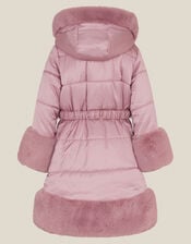 Jewel Heart Quilted Puffer Coat, Pink (PINK), large