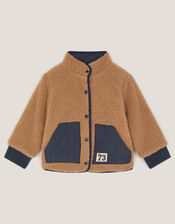 Reversible Borg Bomber Jacket, Blue (NAVY), large