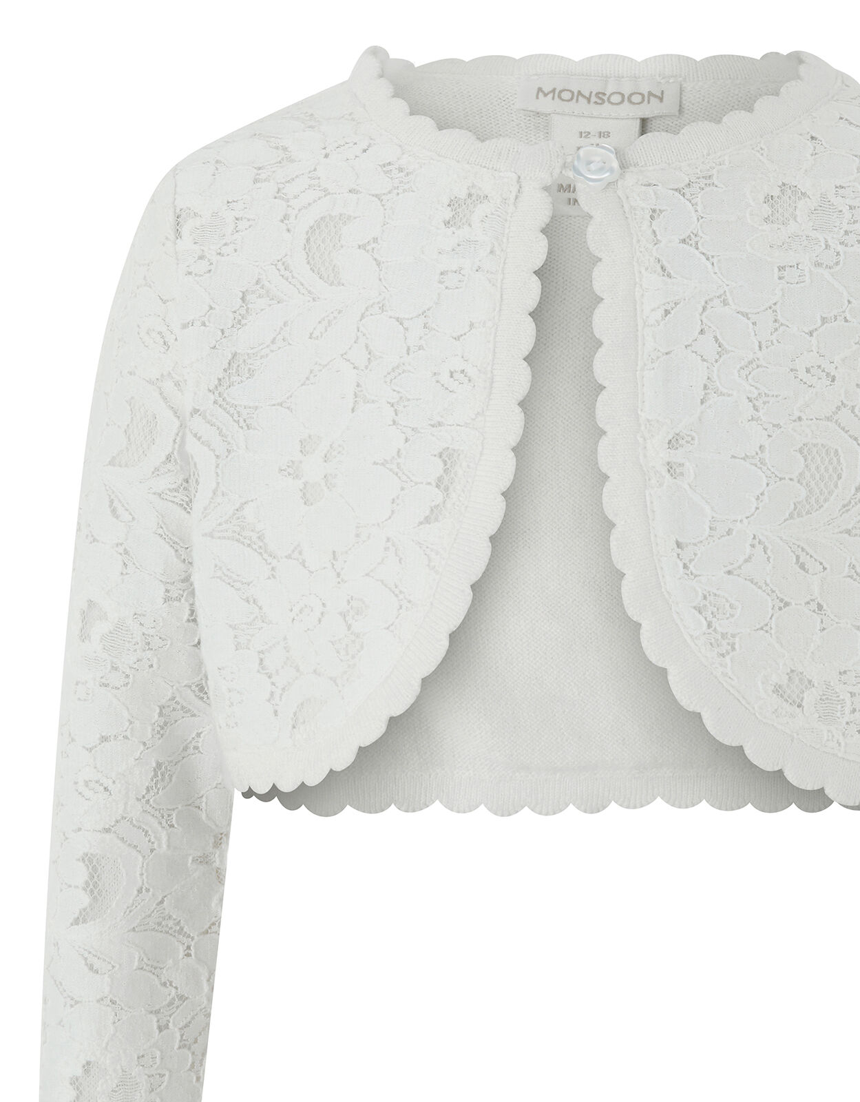 Baby Eliona Cropped Lace Cardigan White