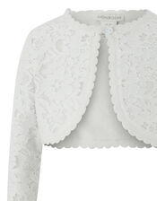 Baby Eliona Cropped Lace Cardigan, White (WHITE), large