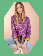 East Lana Print Quilted Jacket, Purple (PURPLE), large