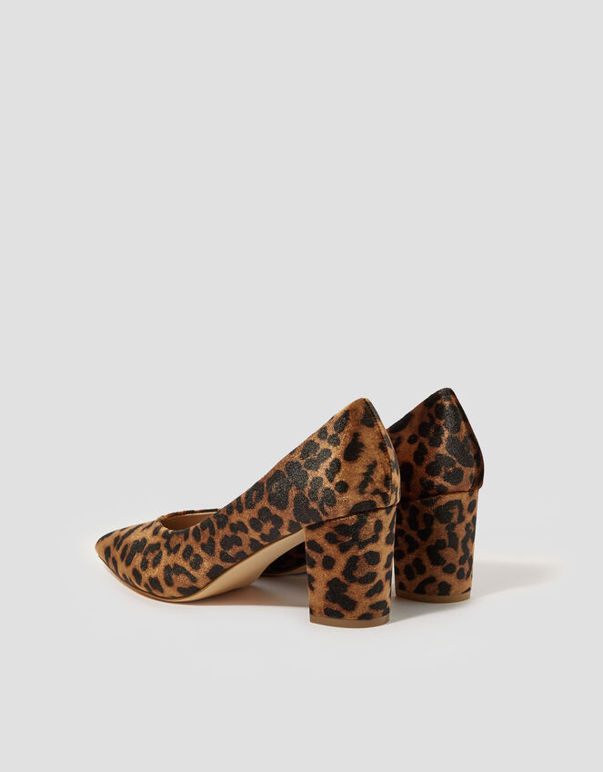 Lea Leopard Print Court Shoes, Tan (TAN), large