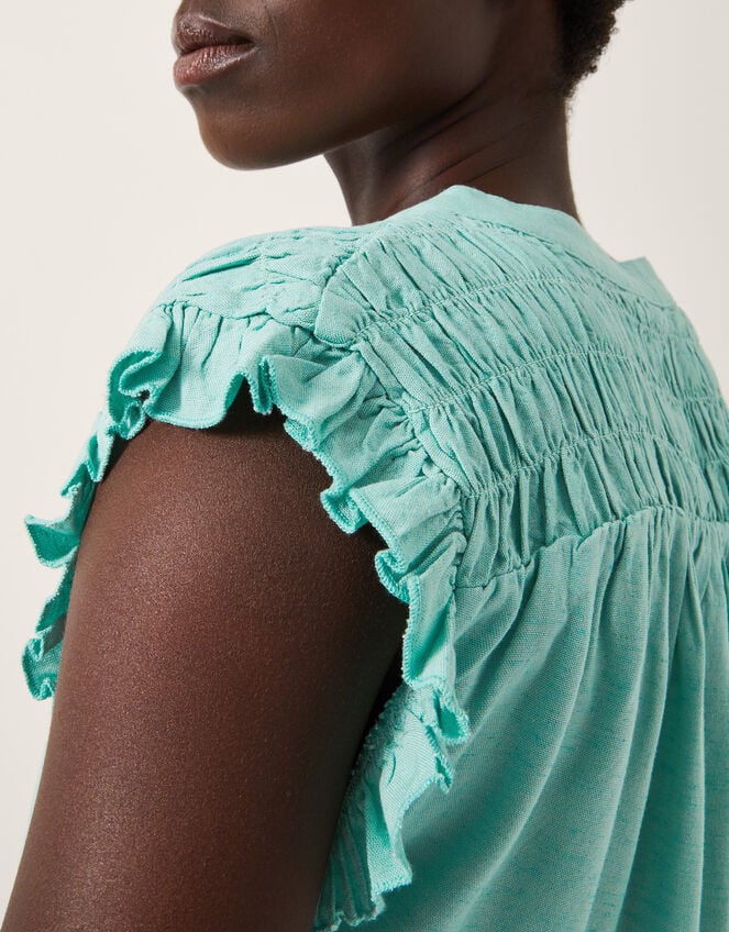 Evelyn Sleeveless Smocked Top, SEA GREEN, large