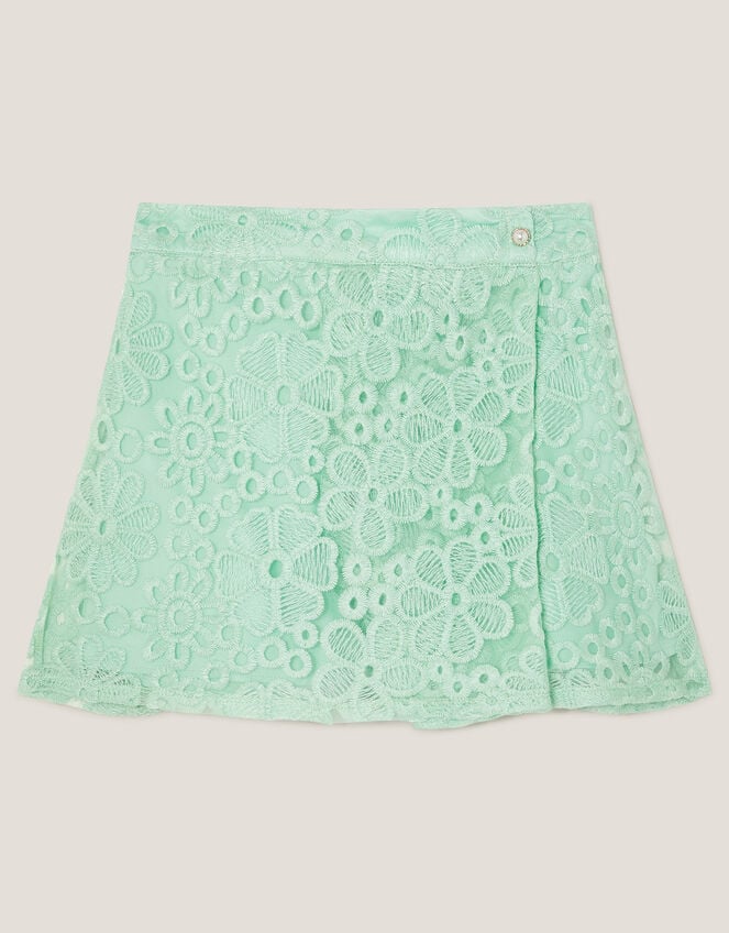 Floral Embroidered Skort, Green (GREEN), large