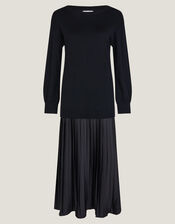 Fia Jumper Pleated Midi Dress, Black (BLACK), large
