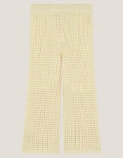Embroidered Crochet Knit Trousers, Ivory (IVORY), large