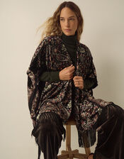 Regan Paisley Devor&eacute; Fringe Poncho, , large